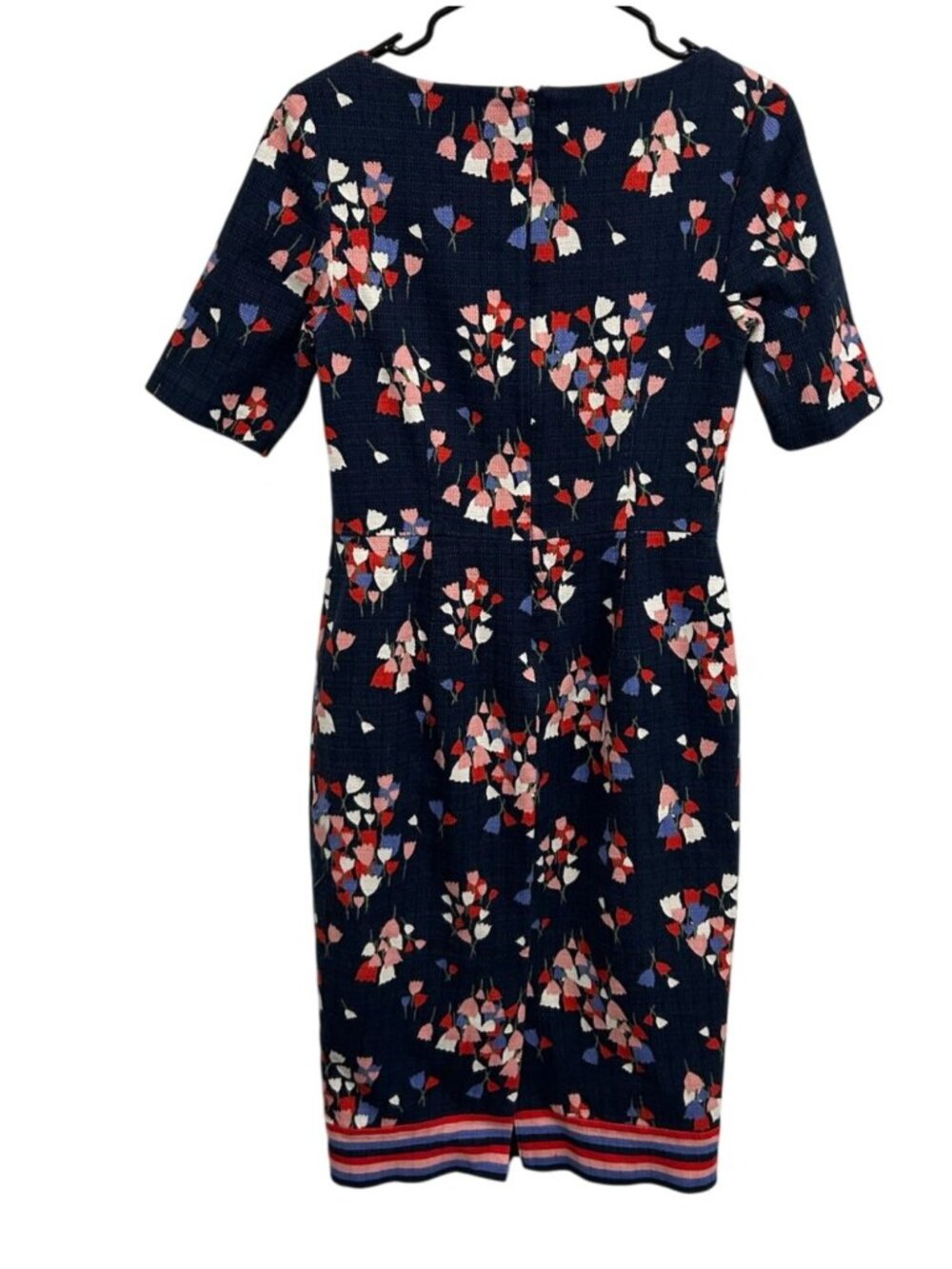Boden 6 Navy Tulip Textured Sheath Dress Half Sleeves Cottagecore Boho Chic - Picture 3 of 12